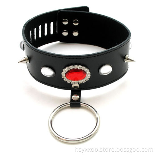 SM Sex Toy Sexy Faux Female Collar With Metal Ring Neck Collar with Metal ring Bondage